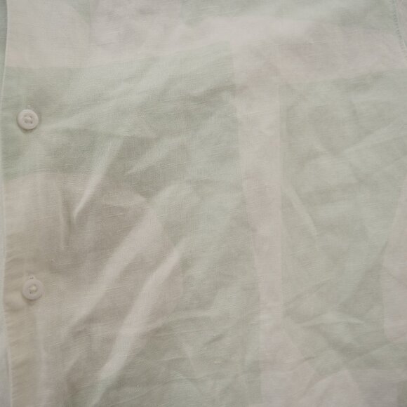 Topman Shirt Mens Medium Green Button Up Linen Long Sleeve Geometric Print - Picture 5 of 16